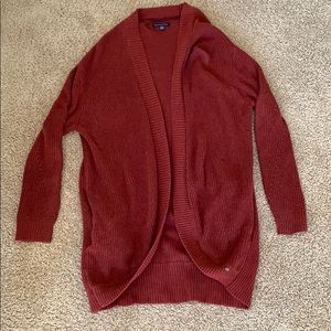 Red cardigan